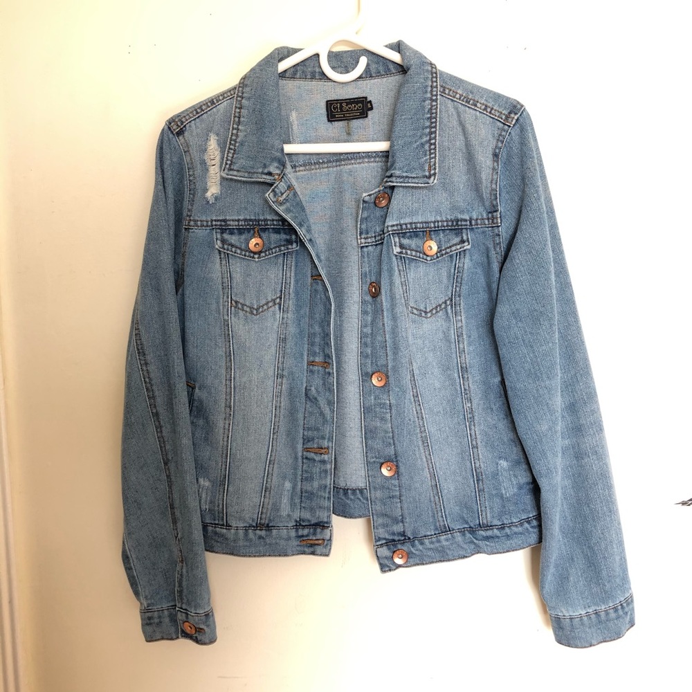 Distressed denim jacket